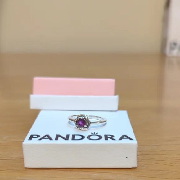 Pandora Sterling Silver February Ring Size 6 Brand New - Picture 7 of 8